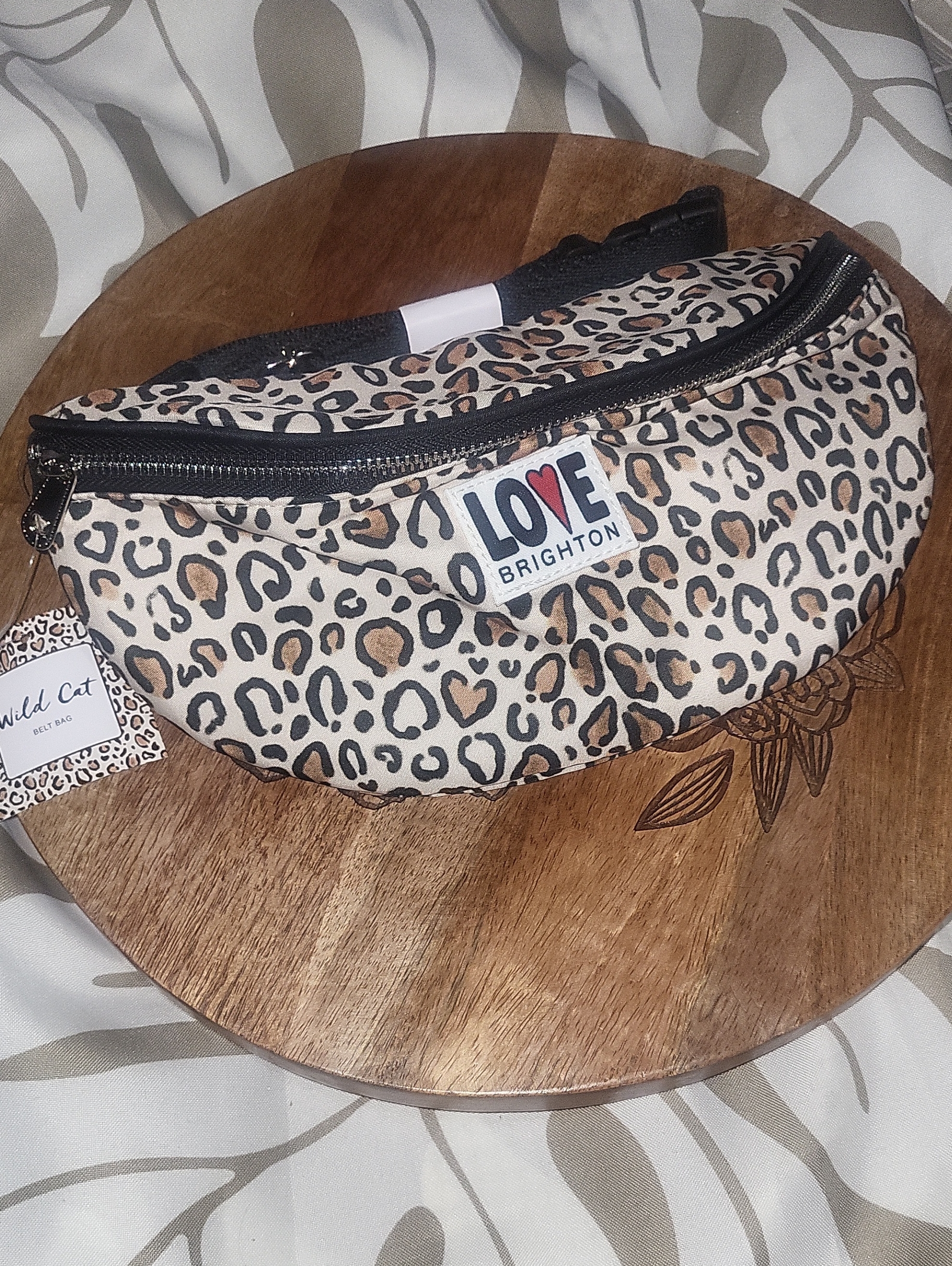 Brighton Leopard Print Belt Bag In Tan And Black